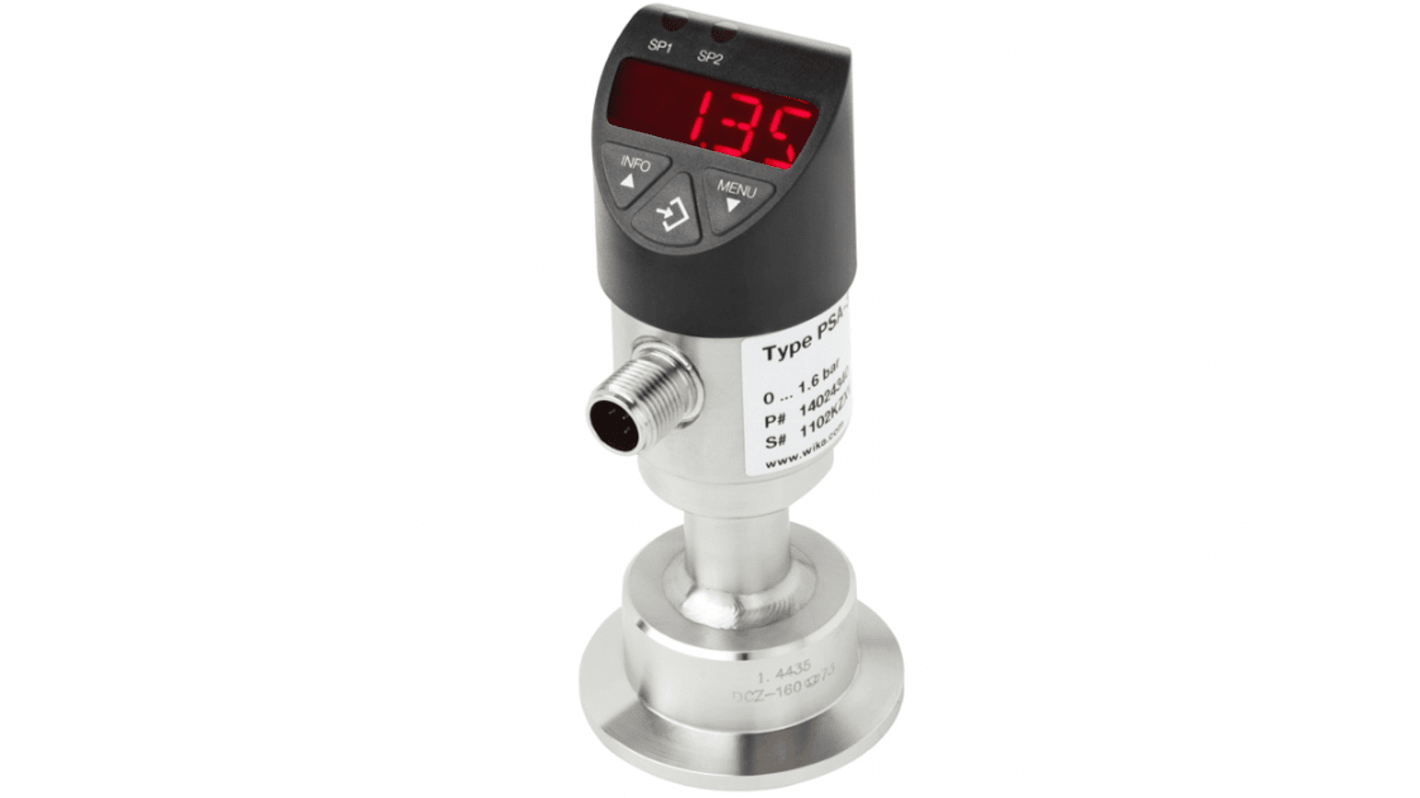 Sensor de presión manométrica WIKA, 0bar → 2.5bar, salida PNP
