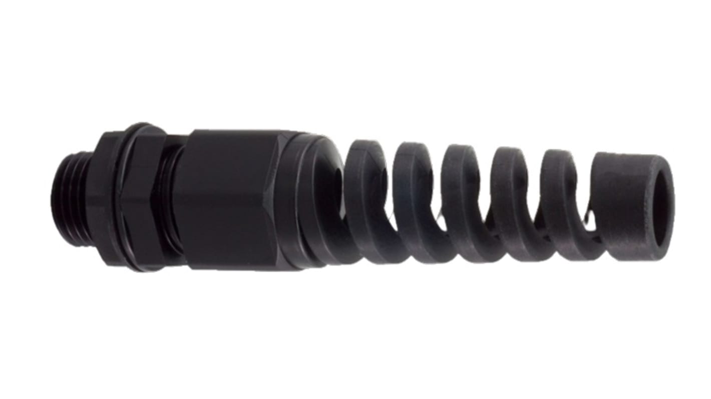 RS PRO Black Nylon Cable Gland, M12 Thread, 3mm Min, 6.5mm Max, IP68