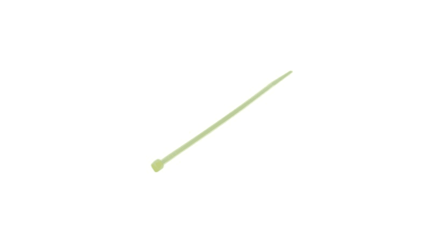 RS PRO Cable Tie, Heat Stabilised, 100mm x 2.5 mm, Natural Nylon, Pk-500