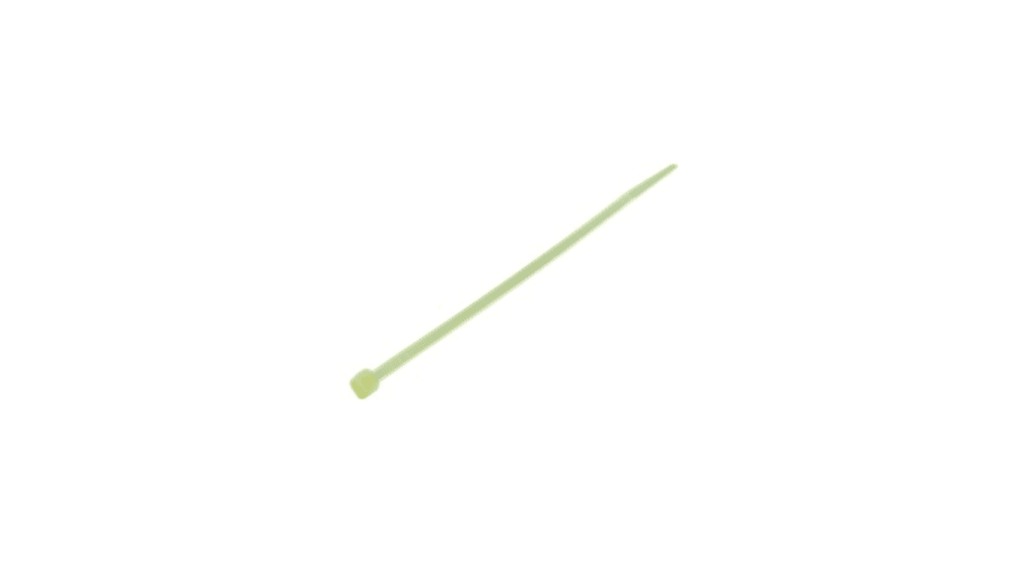 RS PRO Cable Tie, Heat Stabilised, 100mm x 2.5mm, Natural Nylon, Pk-500