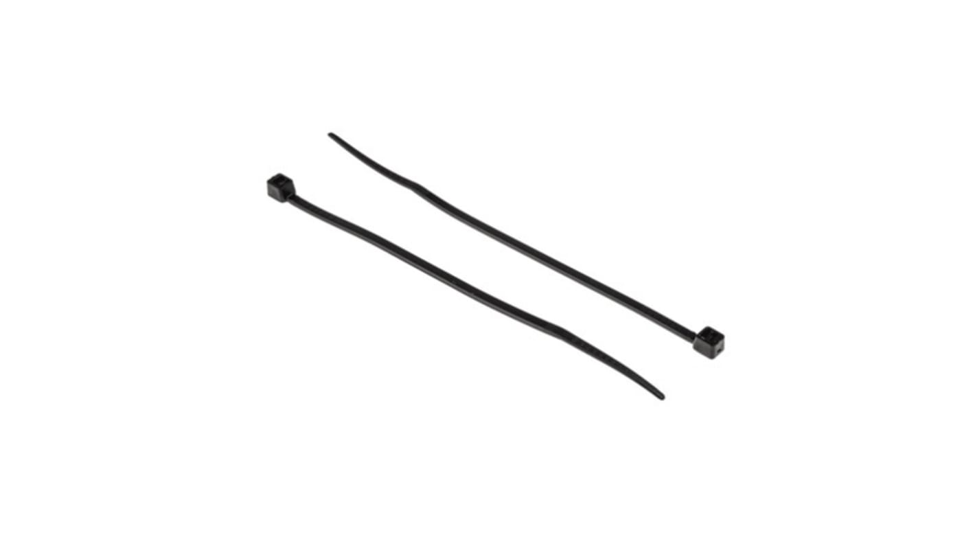 RS PRO Cable Tie, Heat Stabilised, 180mm x 3.6mm, Black Nylon, Pk-250