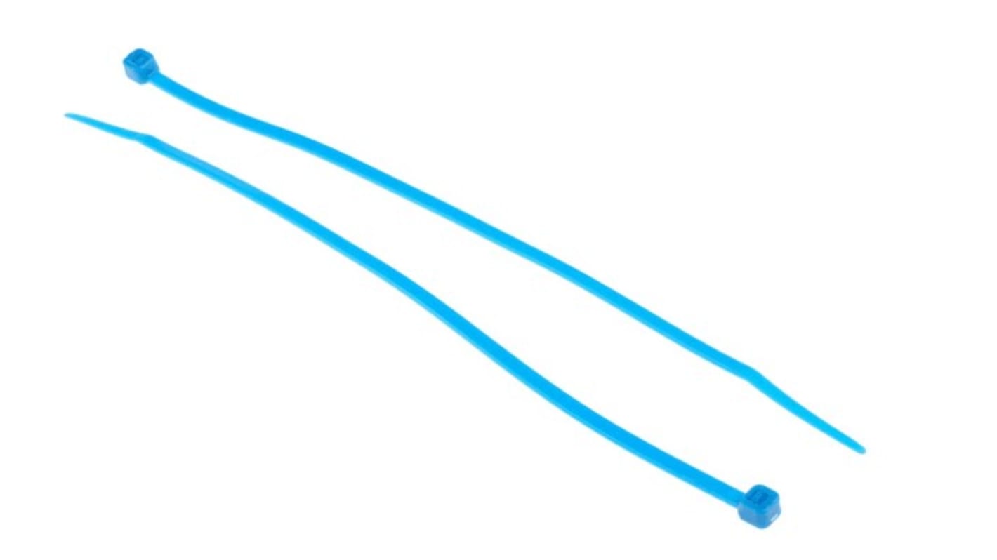 RS PRO Cable Tie, 200mm x 3.6 mm, Blue Nylon, Pk250 RS