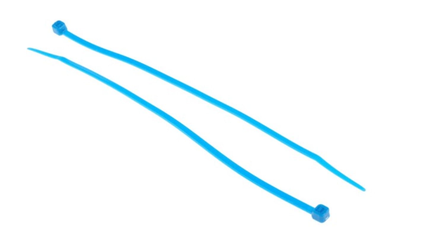 RS PRO Cable Tie, 200mm x 3.6 mm, Blue Nylon, Pk-250