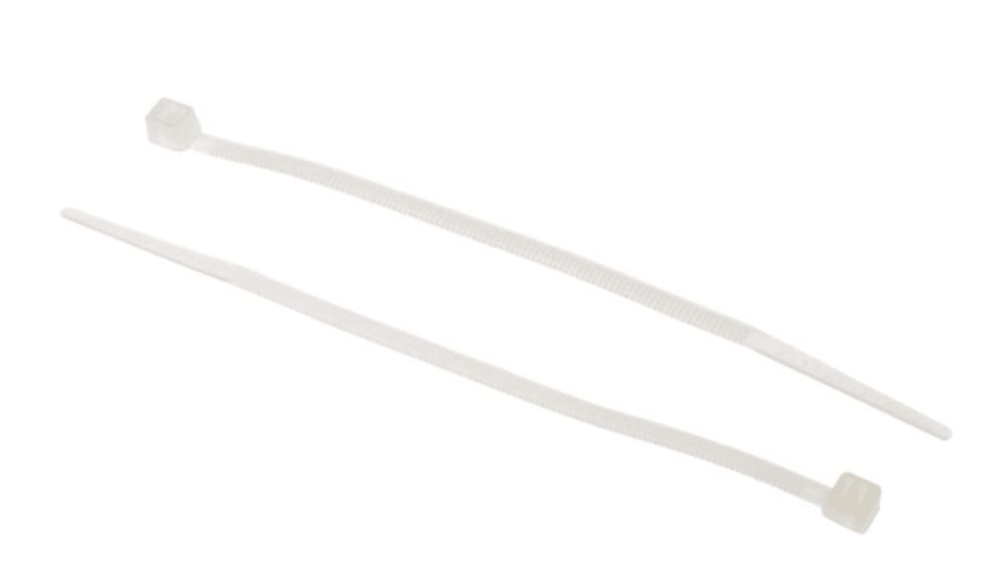 RS PRO Cable Tie, 380mm x 7.6mm, Natural Nylon, Pk-500