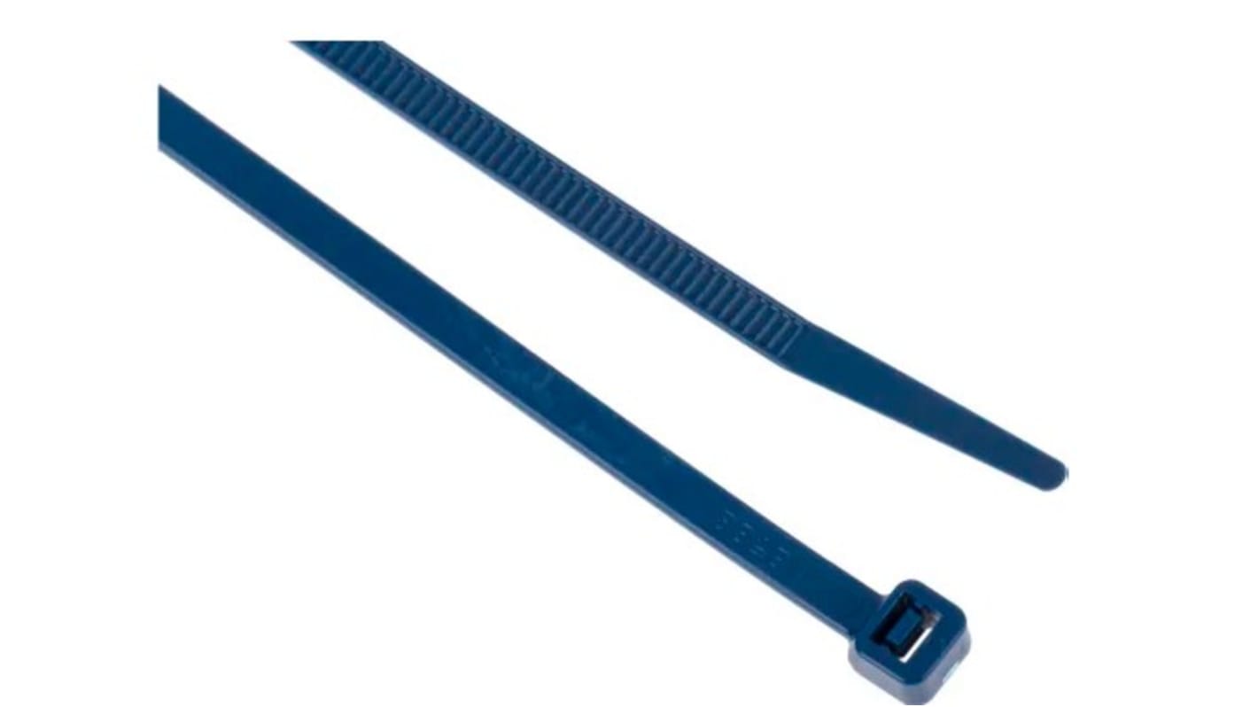 RS PRO Cable Tie, Metal Detectable, 380mm x 7.6 mm, Blue Metal Detectable, Pk-250