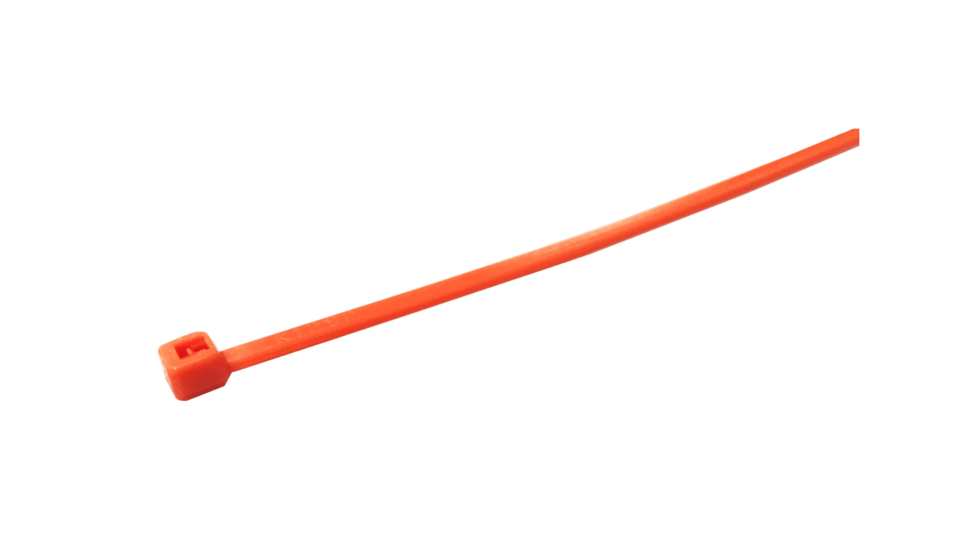 RS PRO Cable Tie, 203mm x 2.5 mm, Orange Nylon, Pk-250