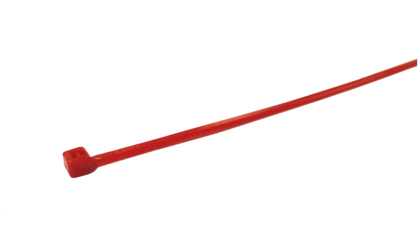 RS PRO Cable Tie, 203mm x 2.5 mm, Red Nylon, Pk-500