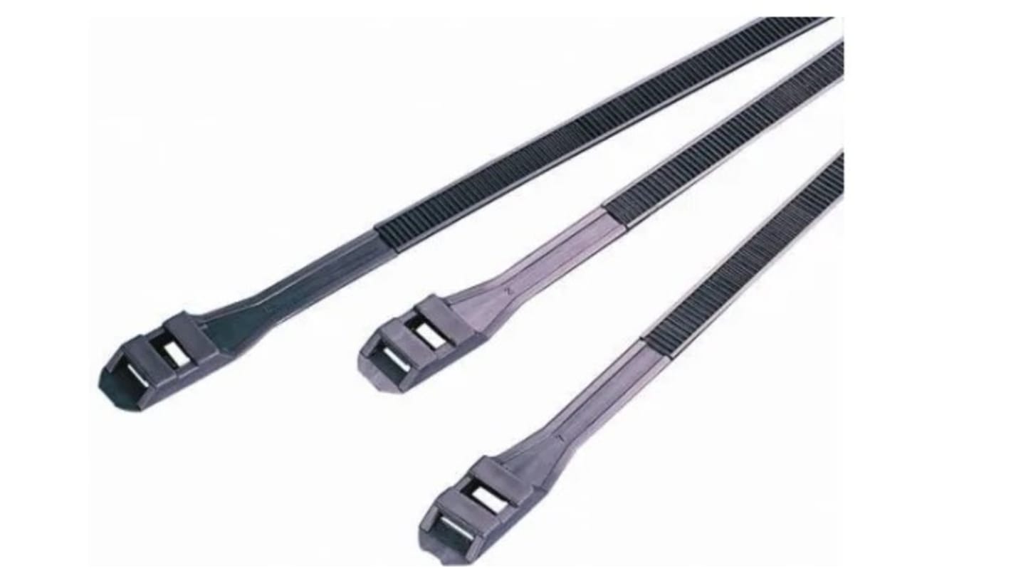 RS PRO Cable Tie, Double Locking, 760mm x 9mm, Black Nylon, Pk200 RS