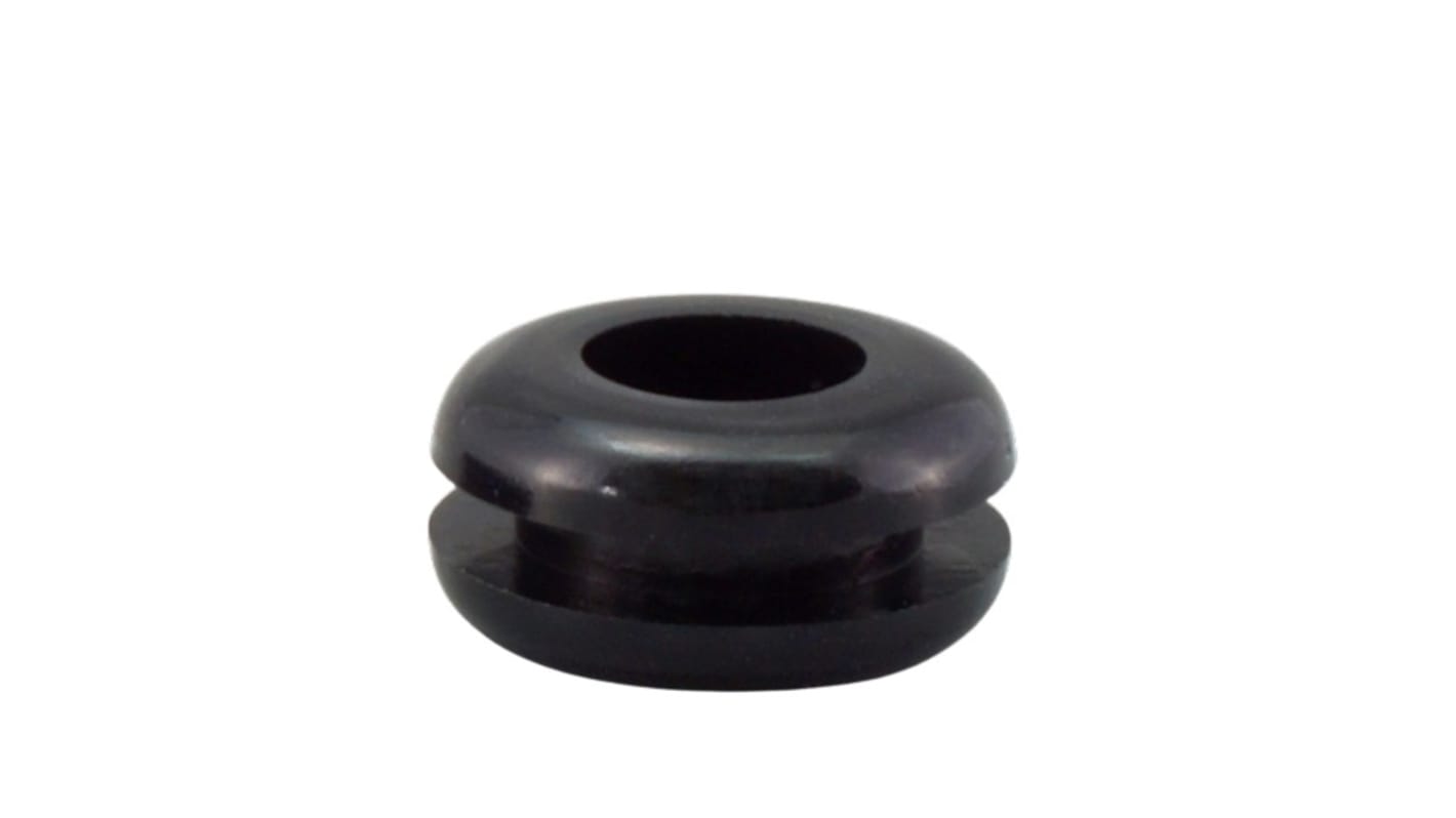 RS PRO Black PVC 6.2mm Cable Grommet for Maximum of 3mm Cable Dia.