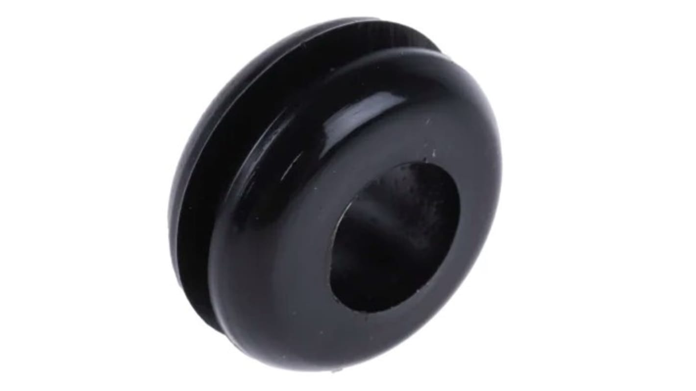 RS PRO Black PVC 7.4mm Cable Grommet for Maximum of 5mm Cable Dia.