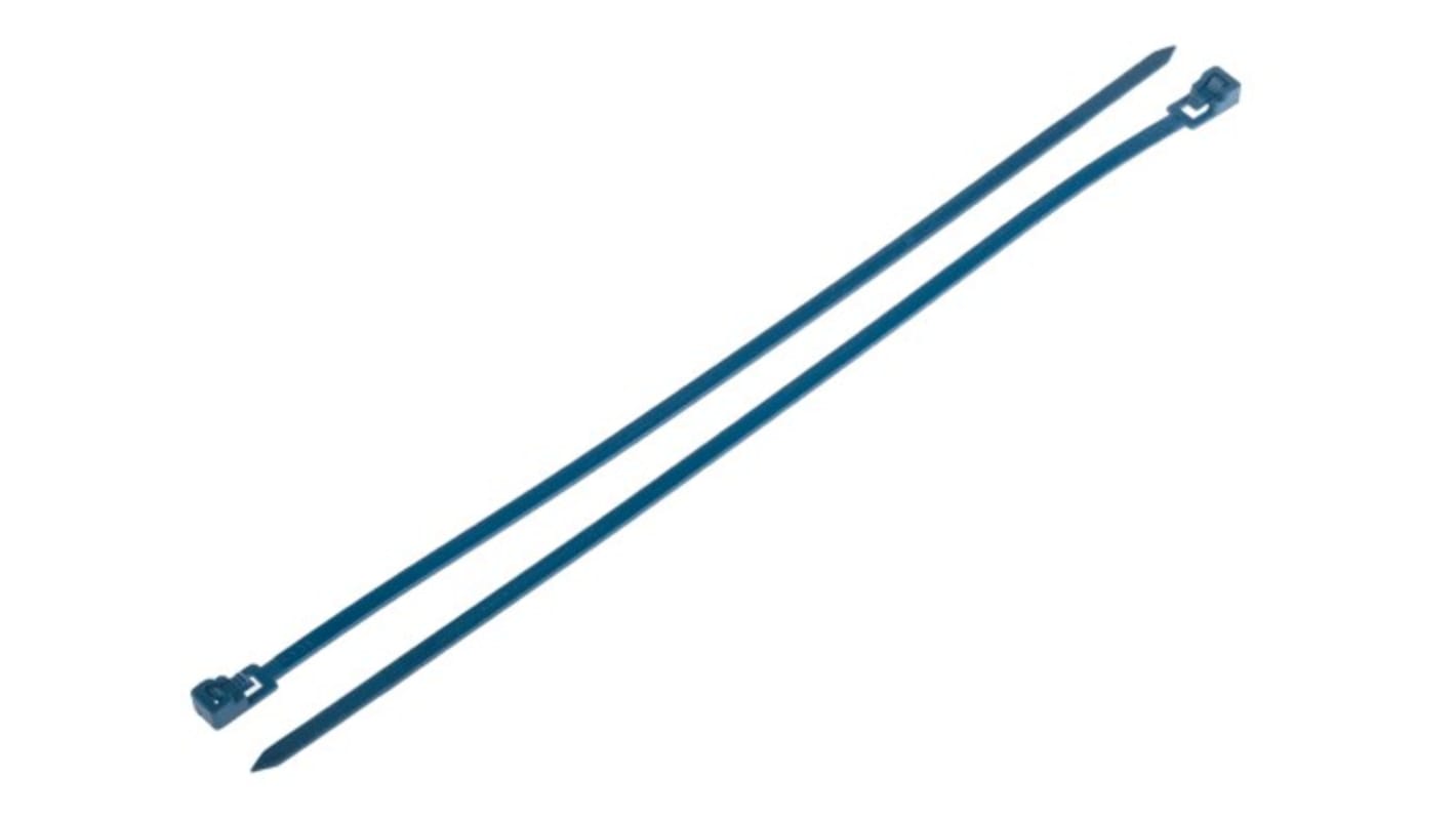 RS PRO Nylon, Metall-detektierbar Kabelbinder Freischaltbar Blau 4,5 mm x 250mm, 250 Stück