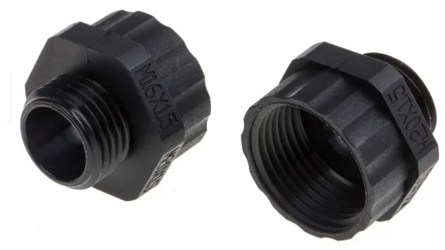 Reductor de rosca para prensaestopas, RS PRO, Un solo almacén, Negro, Nylon 66, M16 x 1.5mm