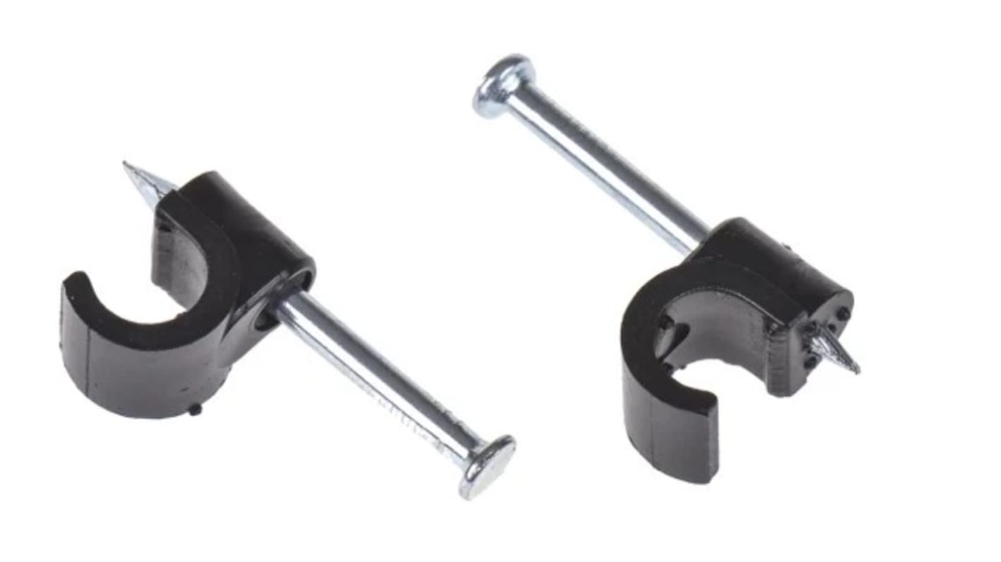 RS PRO Black PE Round Cable Clip, 6mm Max. Bundle