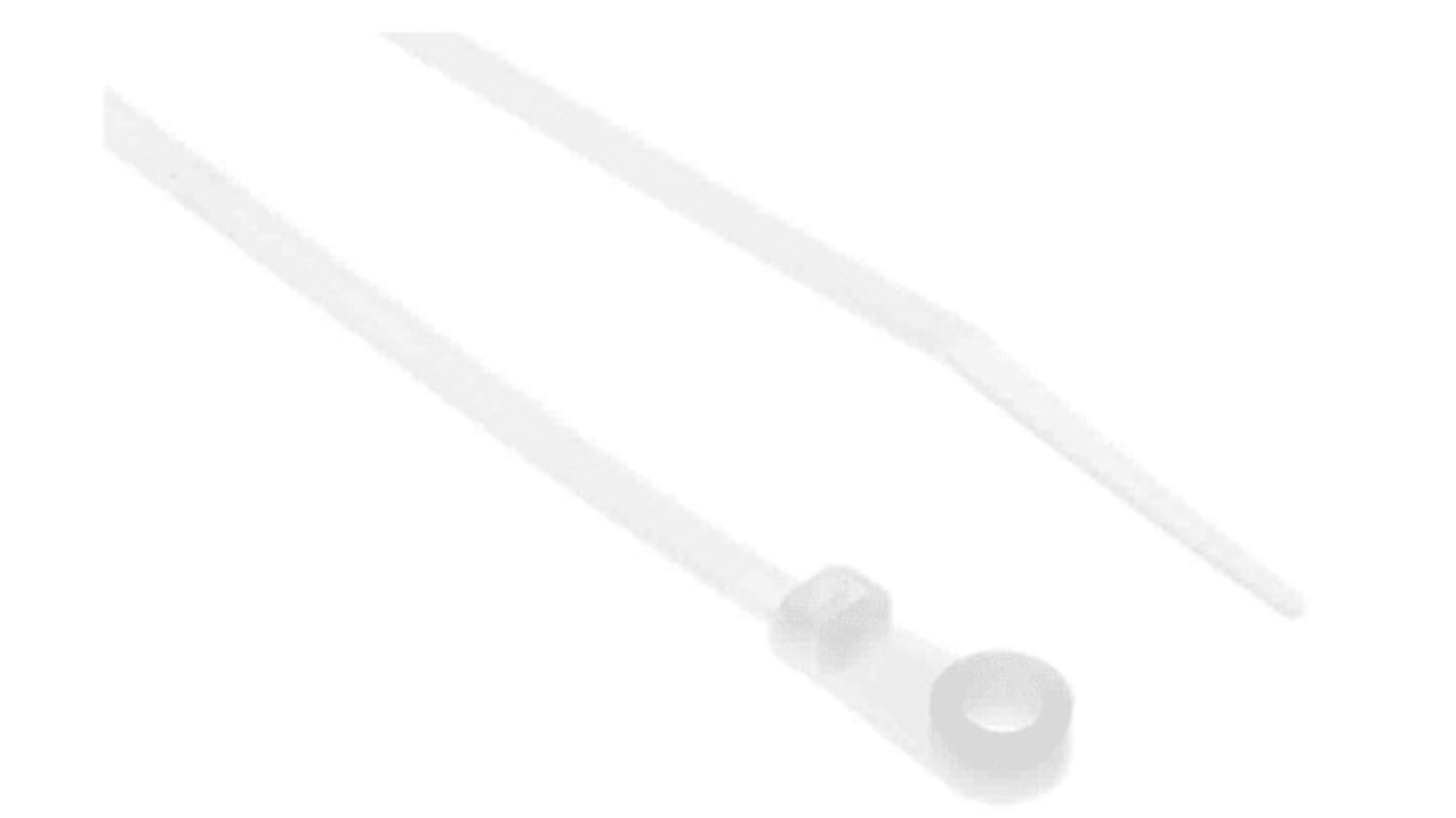 RS PRO Cable Tie, Screw Mount, 221.3mm x 4.2mm, Natural Nylon, Pk-500