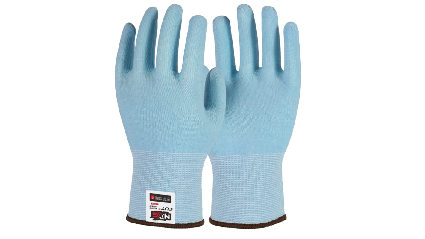 NXG NXG Cut F HD Liner Blue Cut Resistant Work Gloves, Size 8, Medium