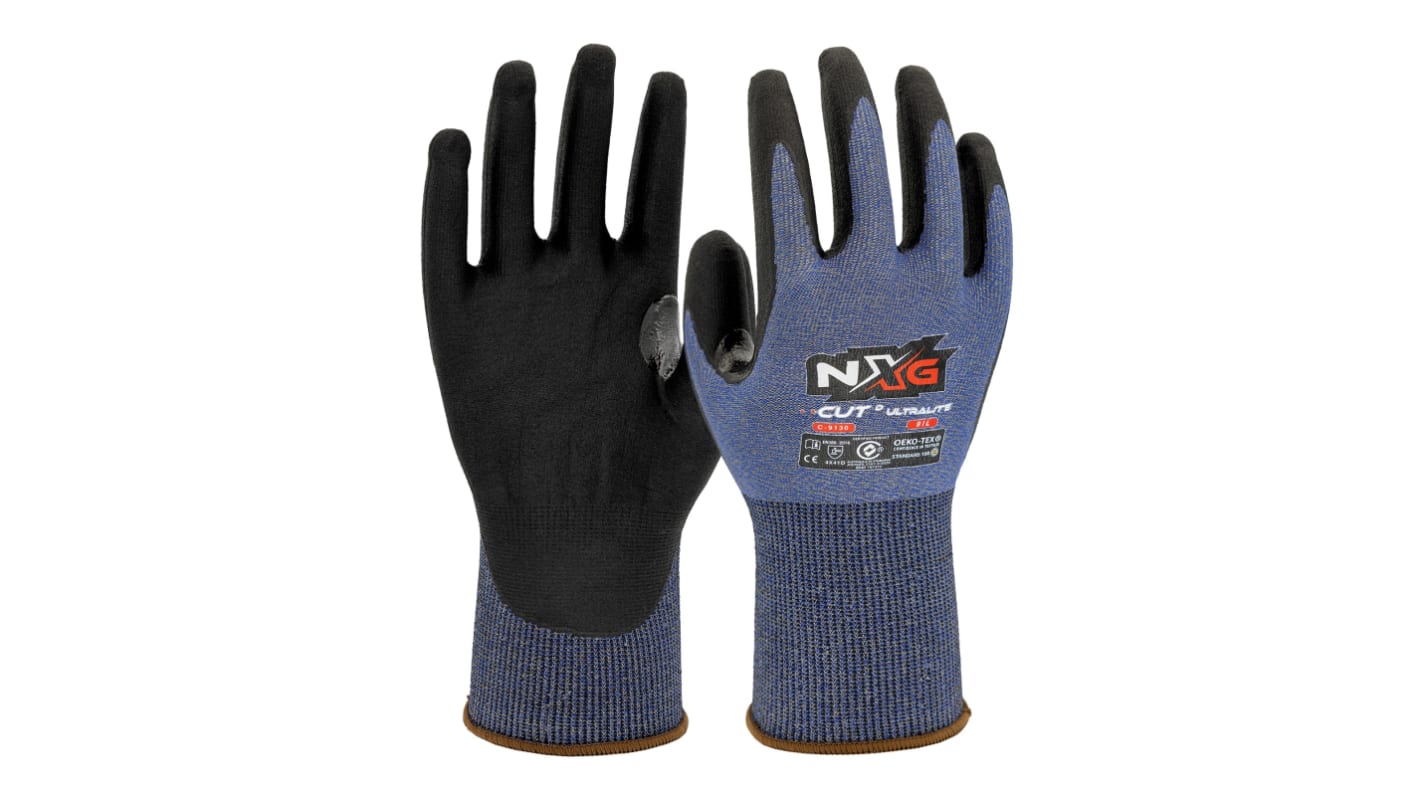 NXG NXG Cut D Ultra Lite Purple/ Black Yarn Cut Resistant Work Gloves, Size 7, Nitrile Coating