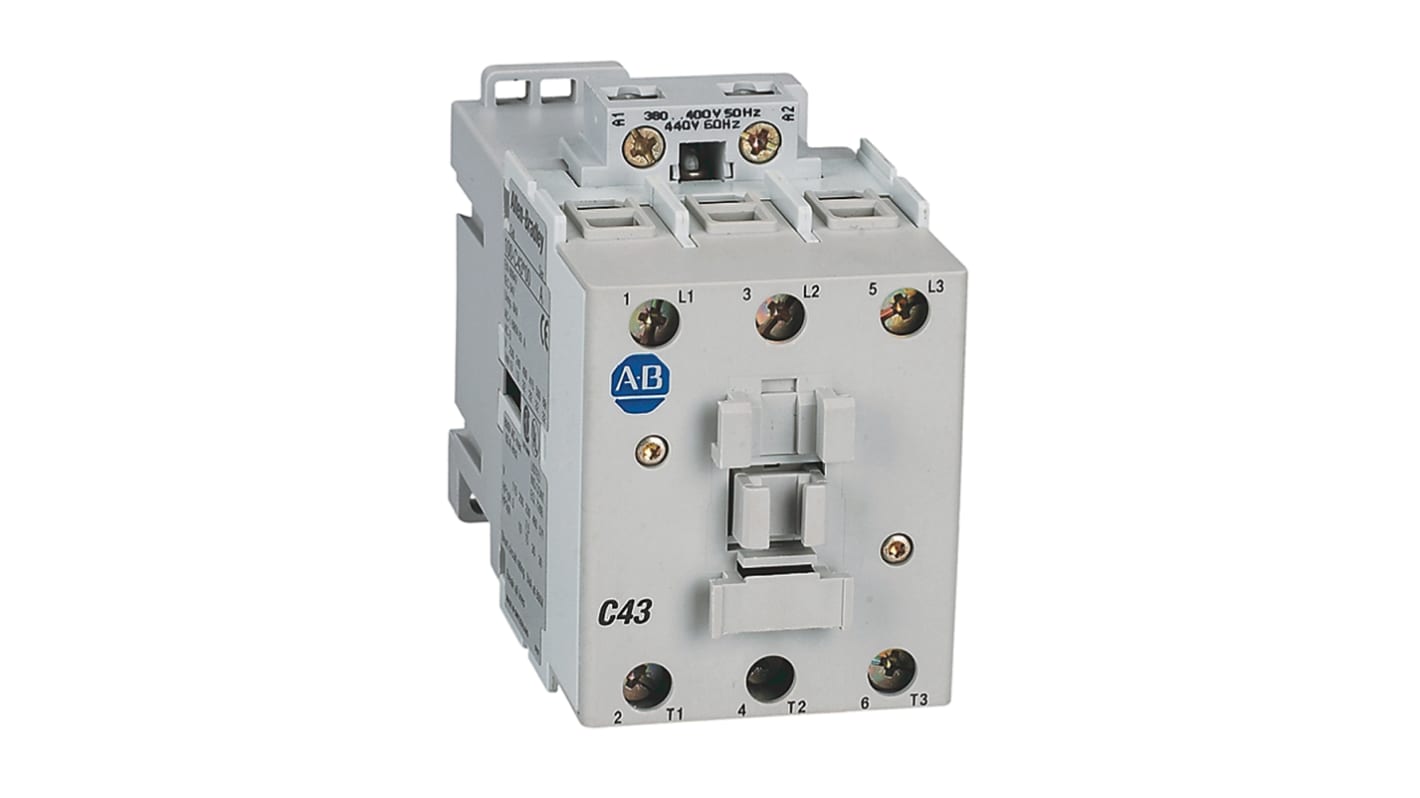 Rockwell Automation IEC 100-C Contactor, 24 V dc Coil, 3-Pole, 43 A, 34 kW, 3NO, 690 V ac