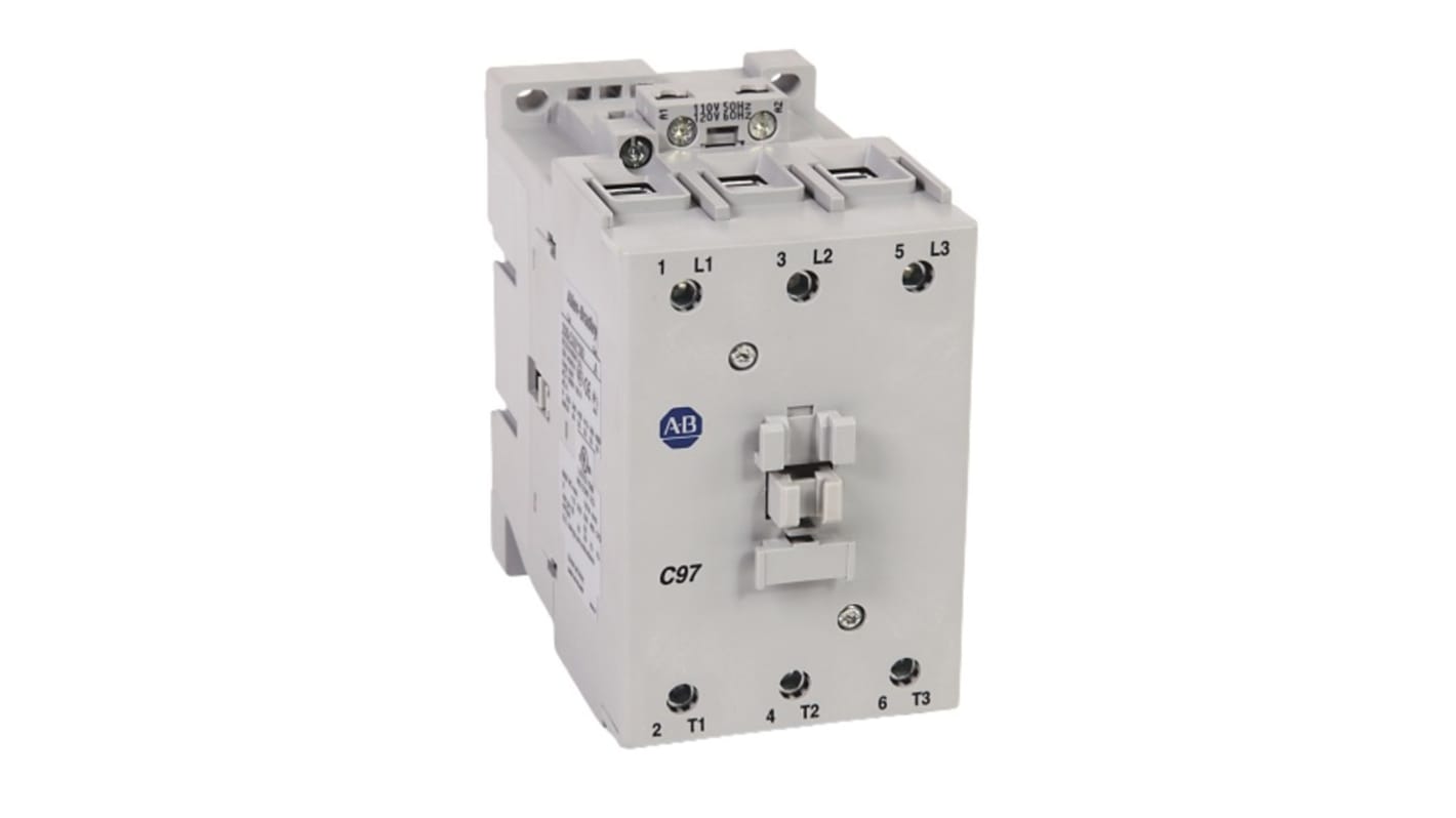 Rockwell Automation IEC 100-C Contactor, 24 V dc Coil, 3-Pole, 97 A, 52 kW, 3NO, 690 V ac