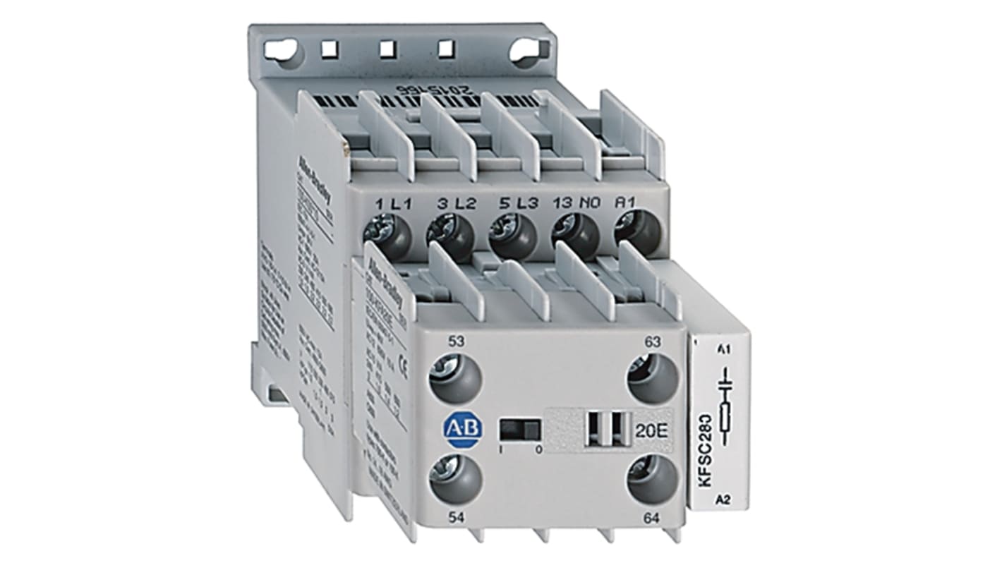 Rockwell Automation IEC 100-K Contactor, 24 V dc Coil, 3-Pole, 9 A, 8.7 kW, 3NO, 690 V ac