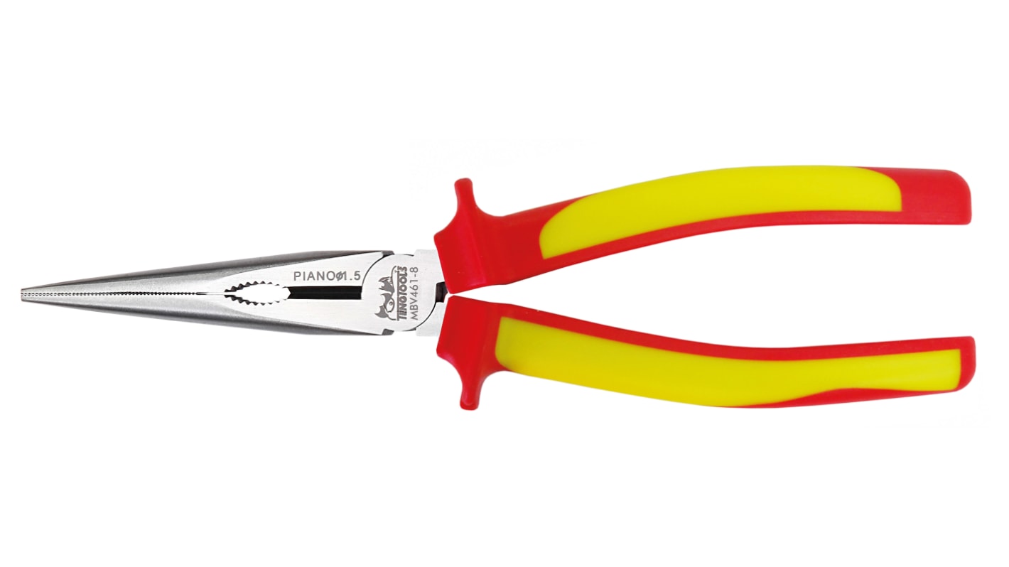 Pinze a becchi lunghi Teng Tools in Lega di acciaio al cromo-molibdeno, lungh. 200 mm Ad angolo retto