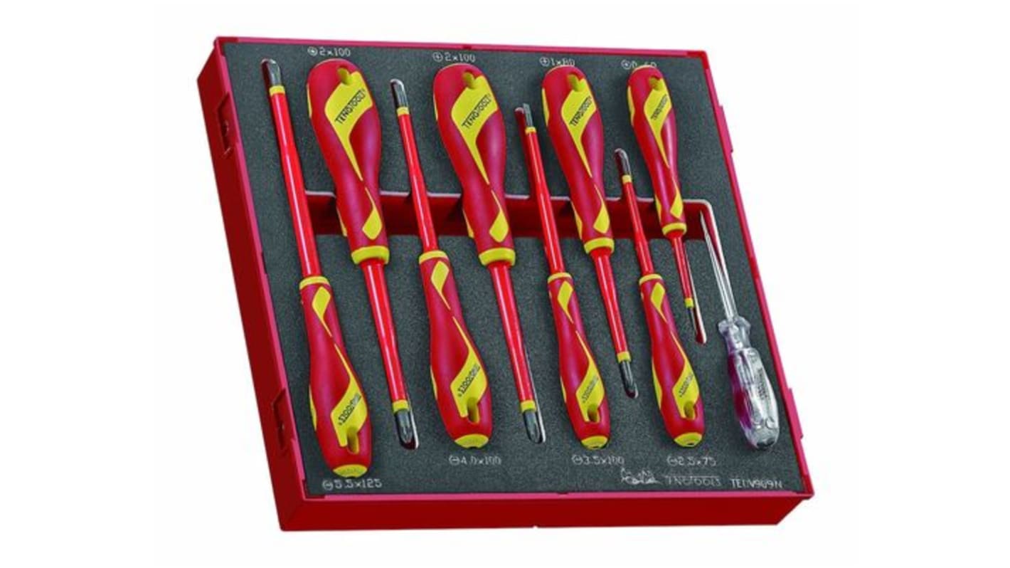 TEDV909N Teng Tools Slotted Insulated Screwdriver Set, 9Piece RS