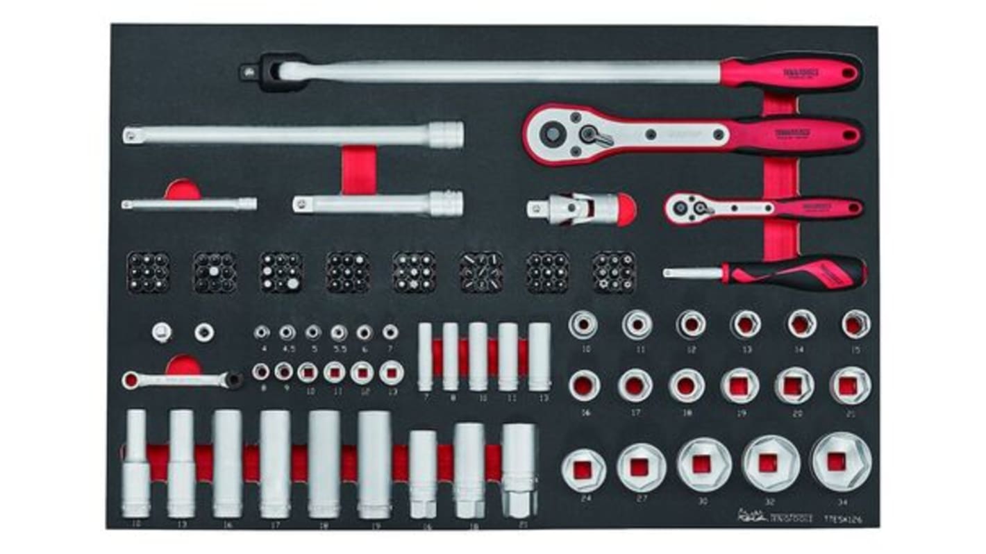 TTESK126 Teng Tools 126Piece Metric 1/2 in; 1/4 in Deep Socket