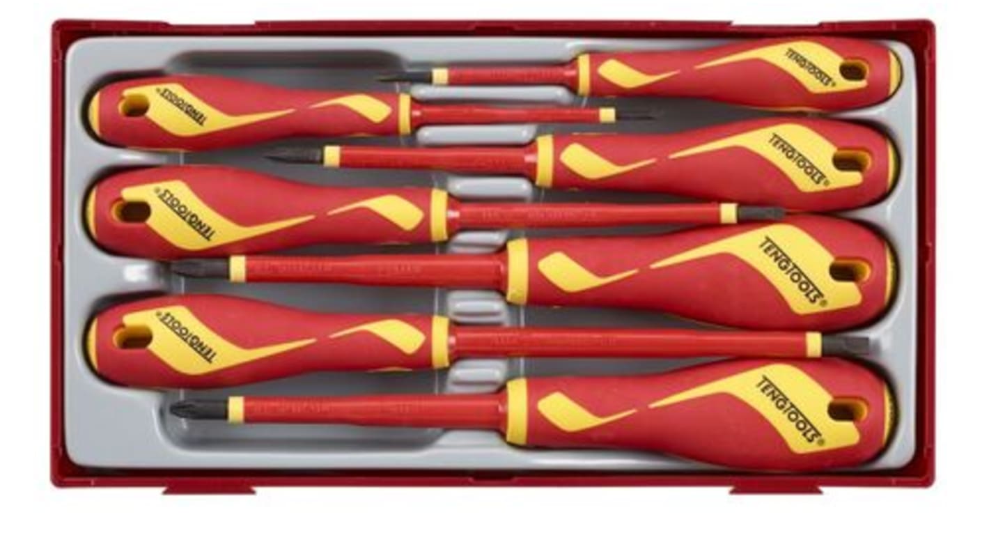 Teng Tools Slotted Insulated Screwdriver Set, 7-Piece