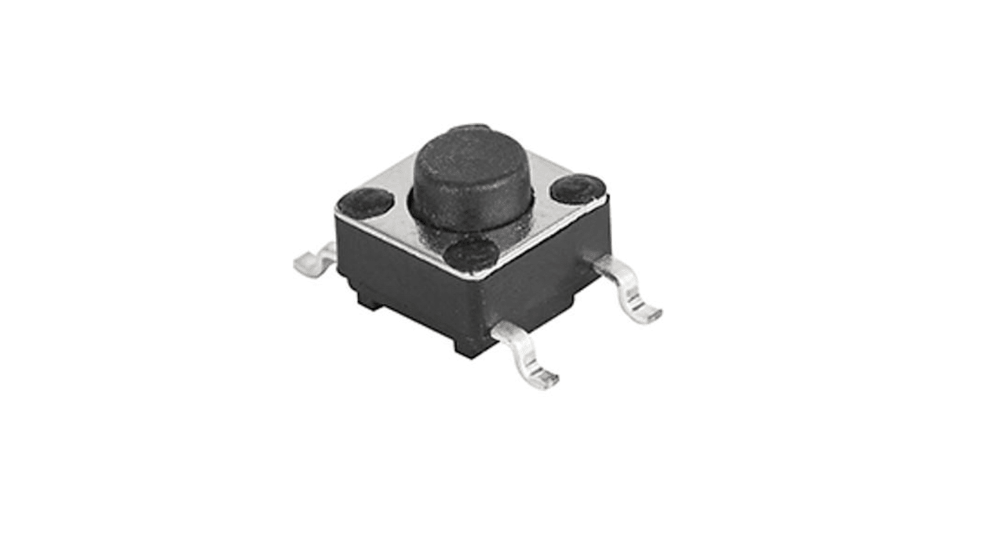 IP40 Black Angled Toggle Tact Switch, SPST 0.05VA 11.35mm Through Hole