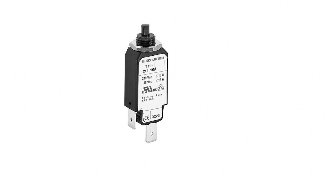 Disjoncteur thermique Schurter T11-311, 12A, 1 pôle, 240V c.a.