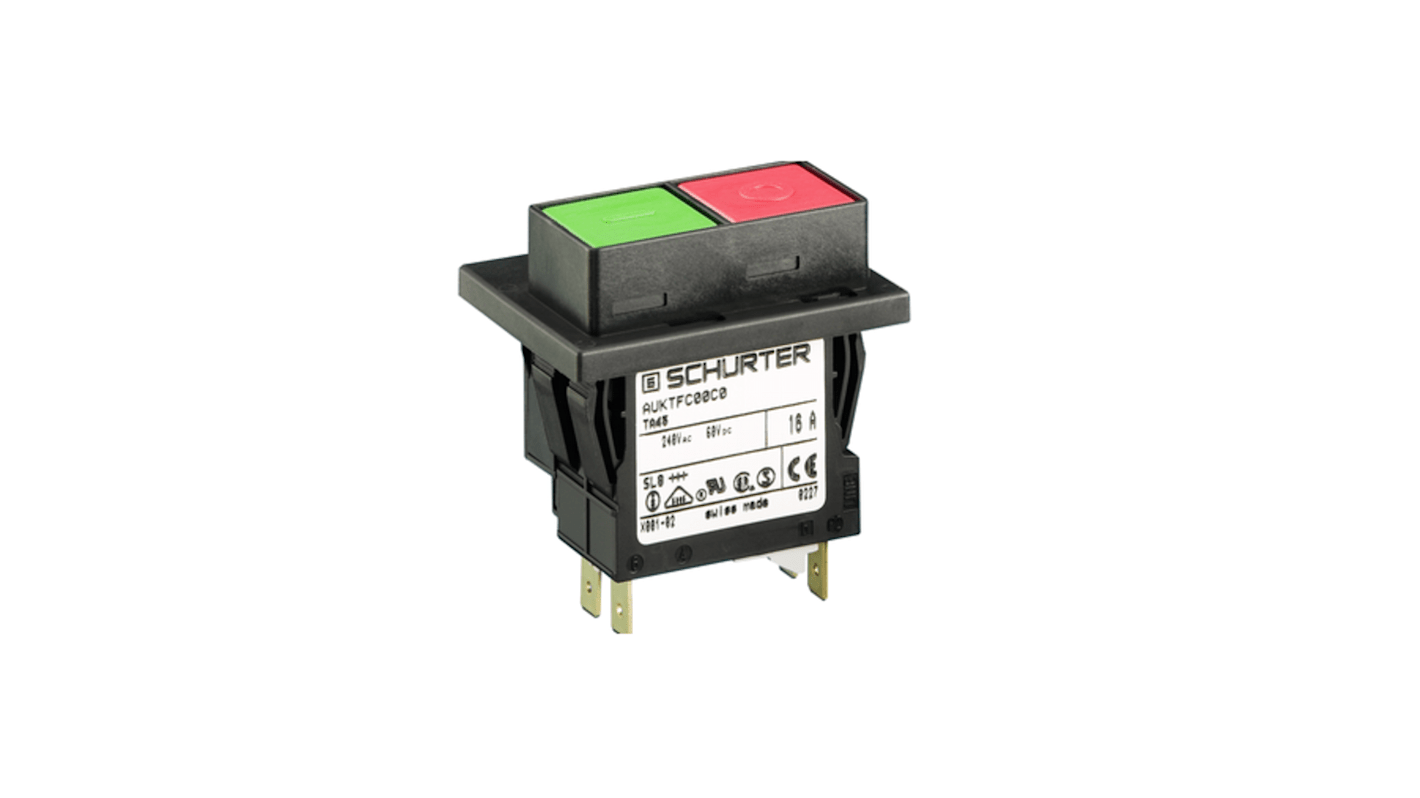 Schurter CBE Thermal Circuit Breaker - TA45 2 Pole 240V ac Voltage Rating Snap-In, 20A Current Rating