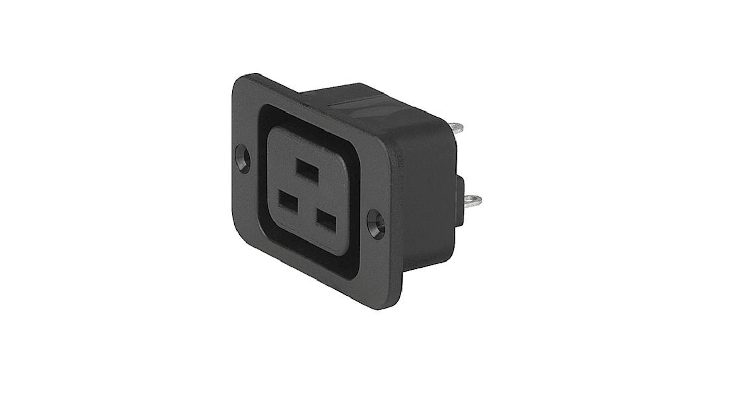 Conector IEC C19 hembra Schurter, Recto, Montaje en Panel, 250 V ac, 16A