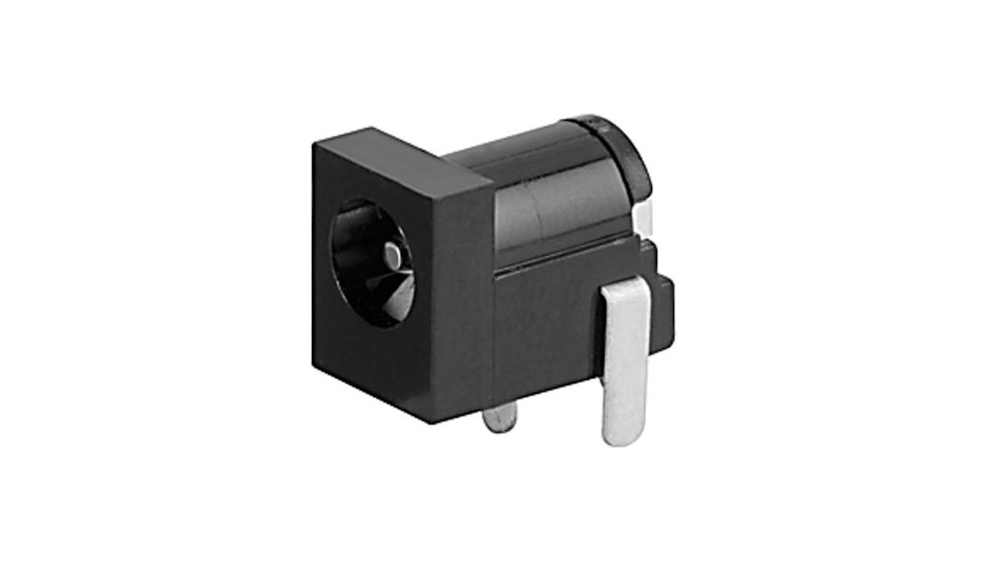 Conector DC hembra, Schurter 4840, Ø int. 2mm, Ø ext. 6mm, Montaje en orificio pasante, 12 V DE CC, 2A