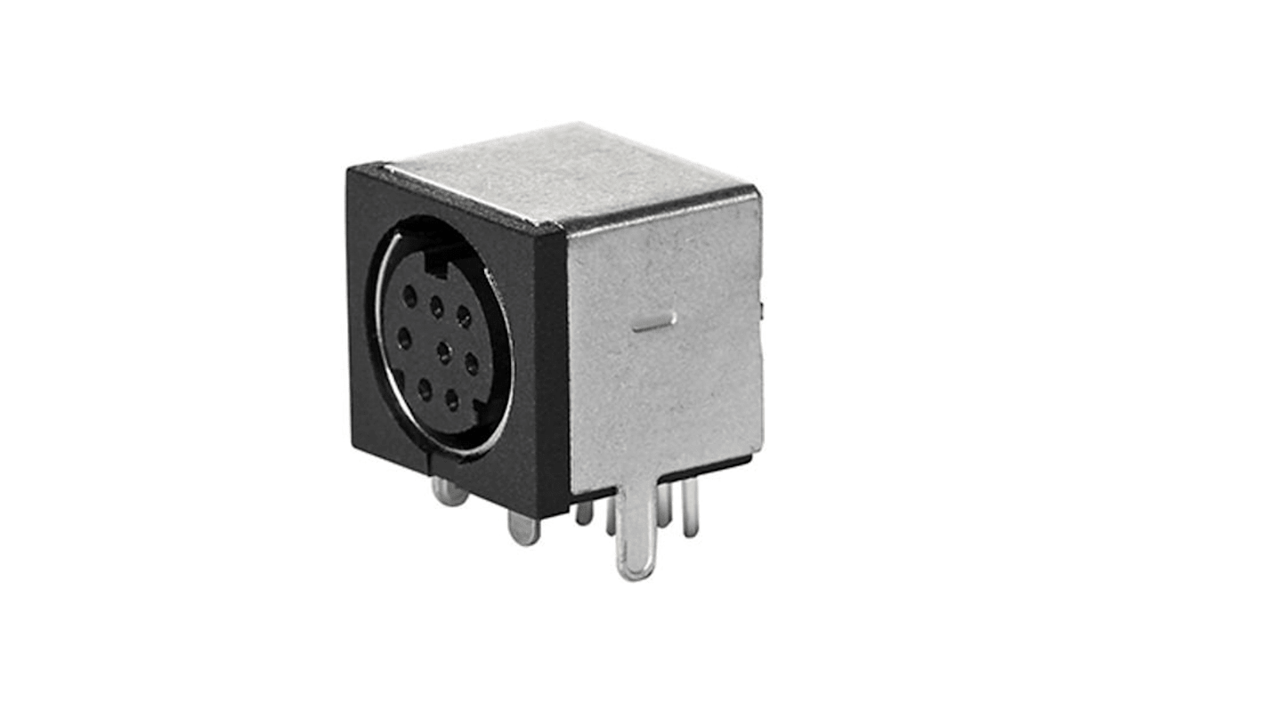 Conector DIN Ángulo recto Conector hembra Schurter serie 4850 de 8 vías, 1A, 100 V ac