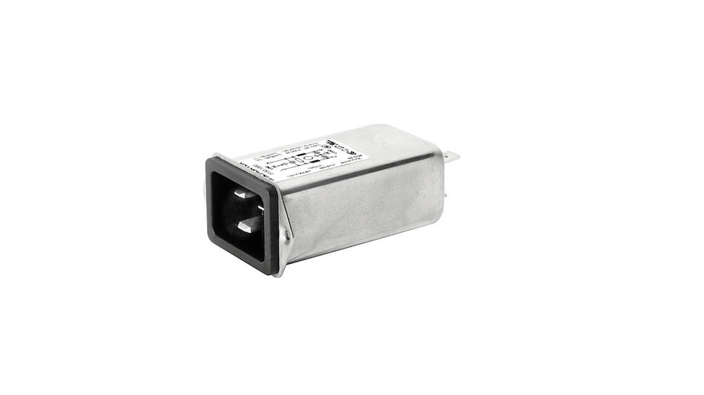 Schurter 16A, 250 V ac Receptacle Panel Mount IEC Filter 5130.1000, Quick Connect None Fuse