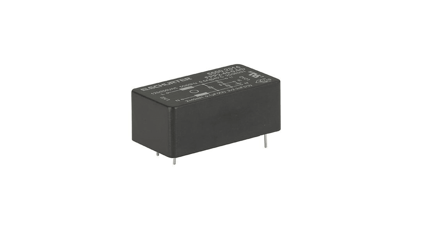 Schurter FPP-02 Netzfilter, 250 V AC, 6.5A, Pin, 1-phasig / 50Hz