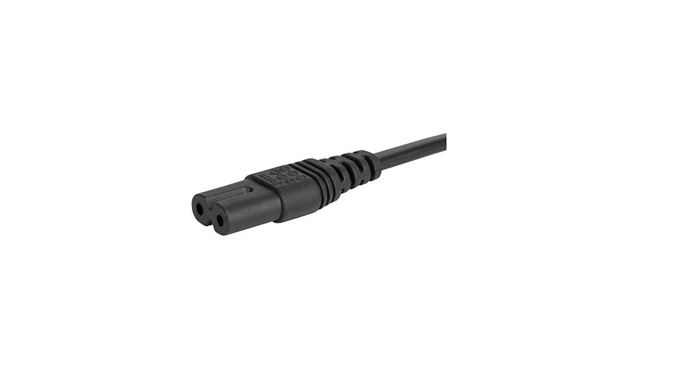 Schurter Konfektioniertes Stromkabel, A IEC C7 / Buchse gerade, B IEC C7 / Stecker gerade, 2m