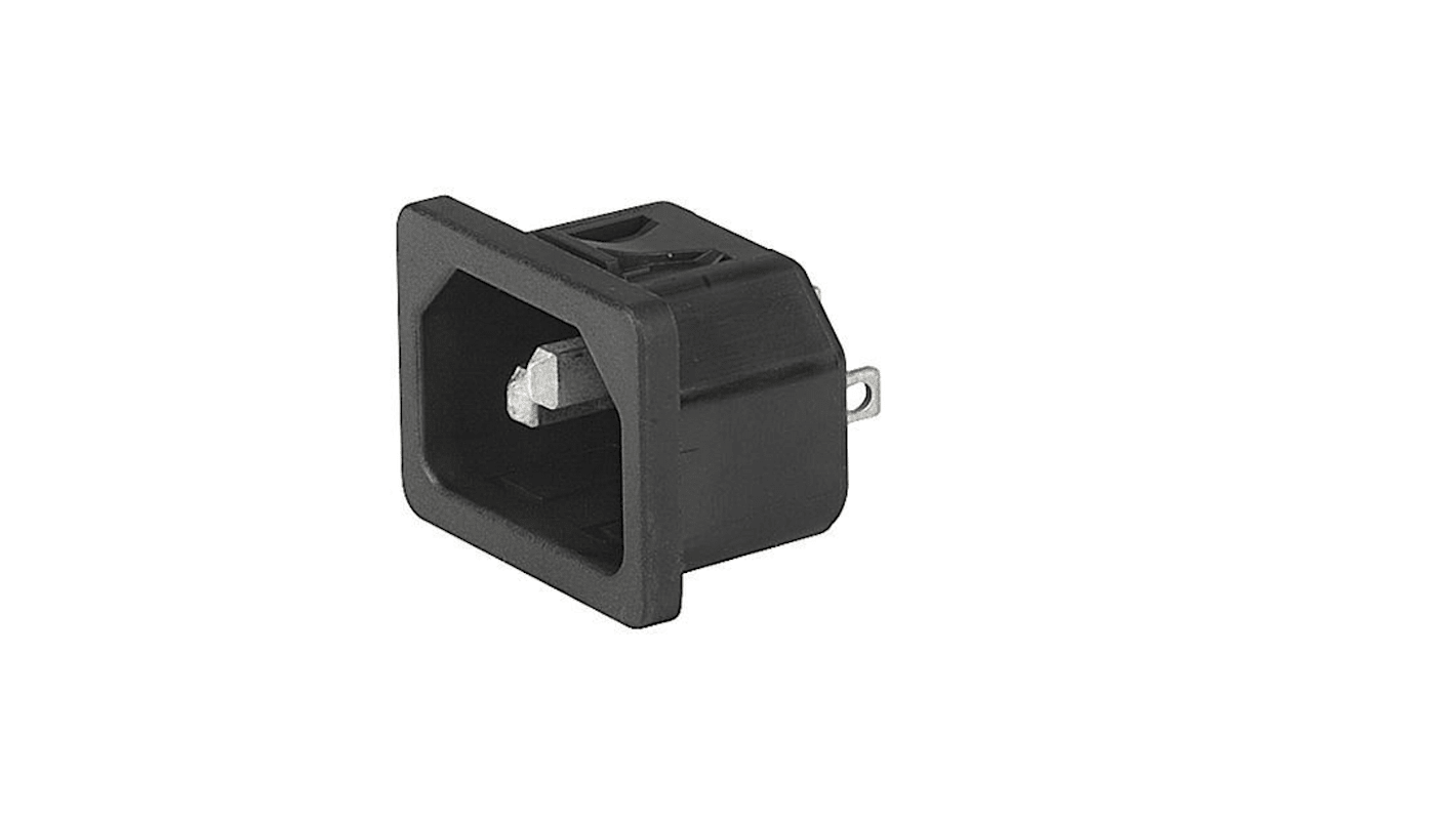 Schurter C14 Panel Mount, Snap In Mount IEC Connector Male, 10A, 250 VAC