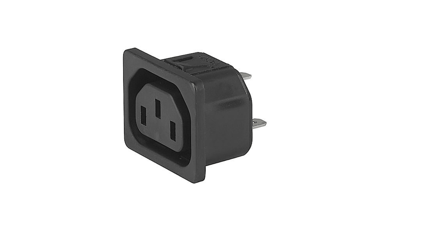 Schurter 10A, 250 V ac Receptacle Panel Mount Filtered IEC Connector 6600.4320, Quick Connect None Fuse