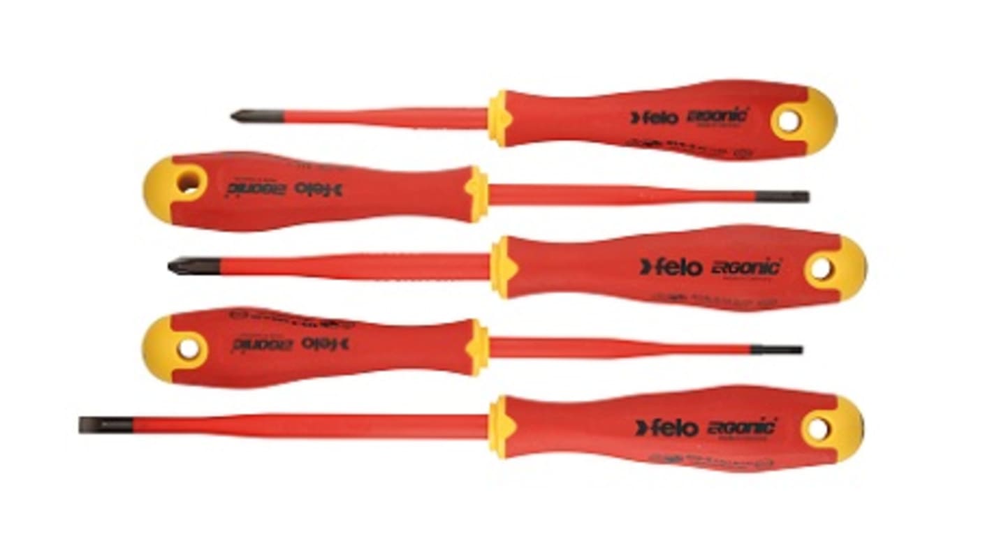 Felo Phillips; Pozidriv Insulated Screwdriver Set, 5-Piece