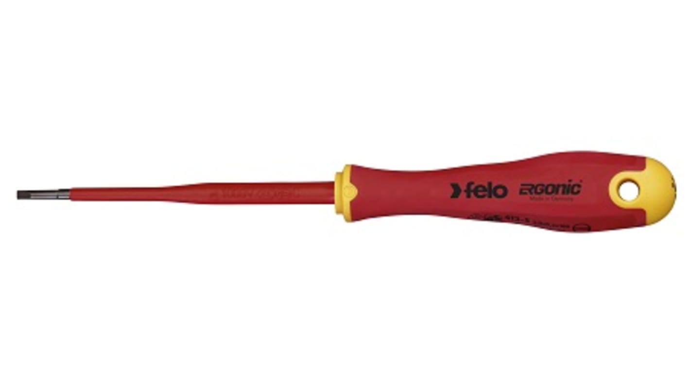 Felo Slotted Insulated Screwdriver, 3 x 0.5 mm Tip, VDE/1000V