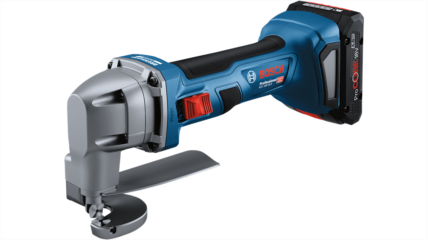 Cisaille 18V Li-ion sans batt./ni charg., vit à vide 5300 tr/min, cap acier 1,6mm, inox 1,2mm, alu 2,3mm, rayon mini de coupe 25mm, Gde autonomie de cpe => 80m, livrée en carton + 1 jeu de cales, 1 clé 6 pans, 1 couteau mobile et 1 fixe main image 0