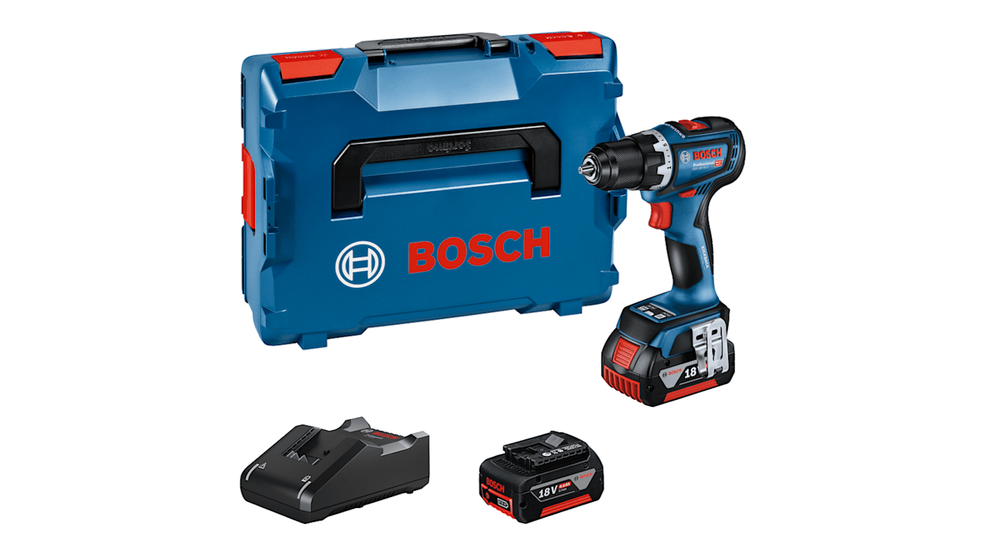 Taladro-atornillador Bosch a batería Li-Ion de 18V 5Ah con 2 baterías