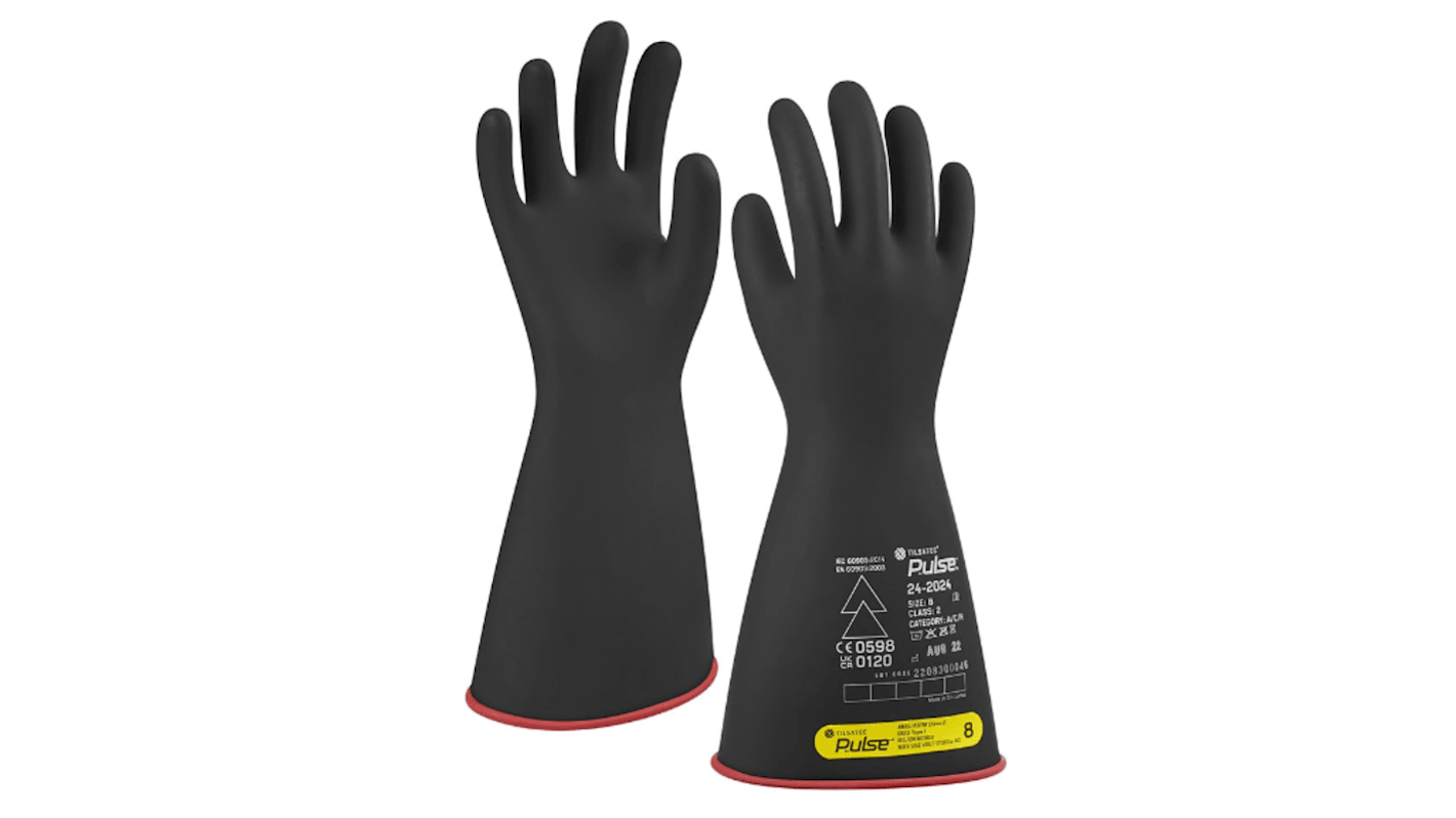 Tilsatec 24-2024 Black/Red Natural Rubber Latex Electrical Protection Work Gloves, Size 9, Large, Latex, Natural Rubber