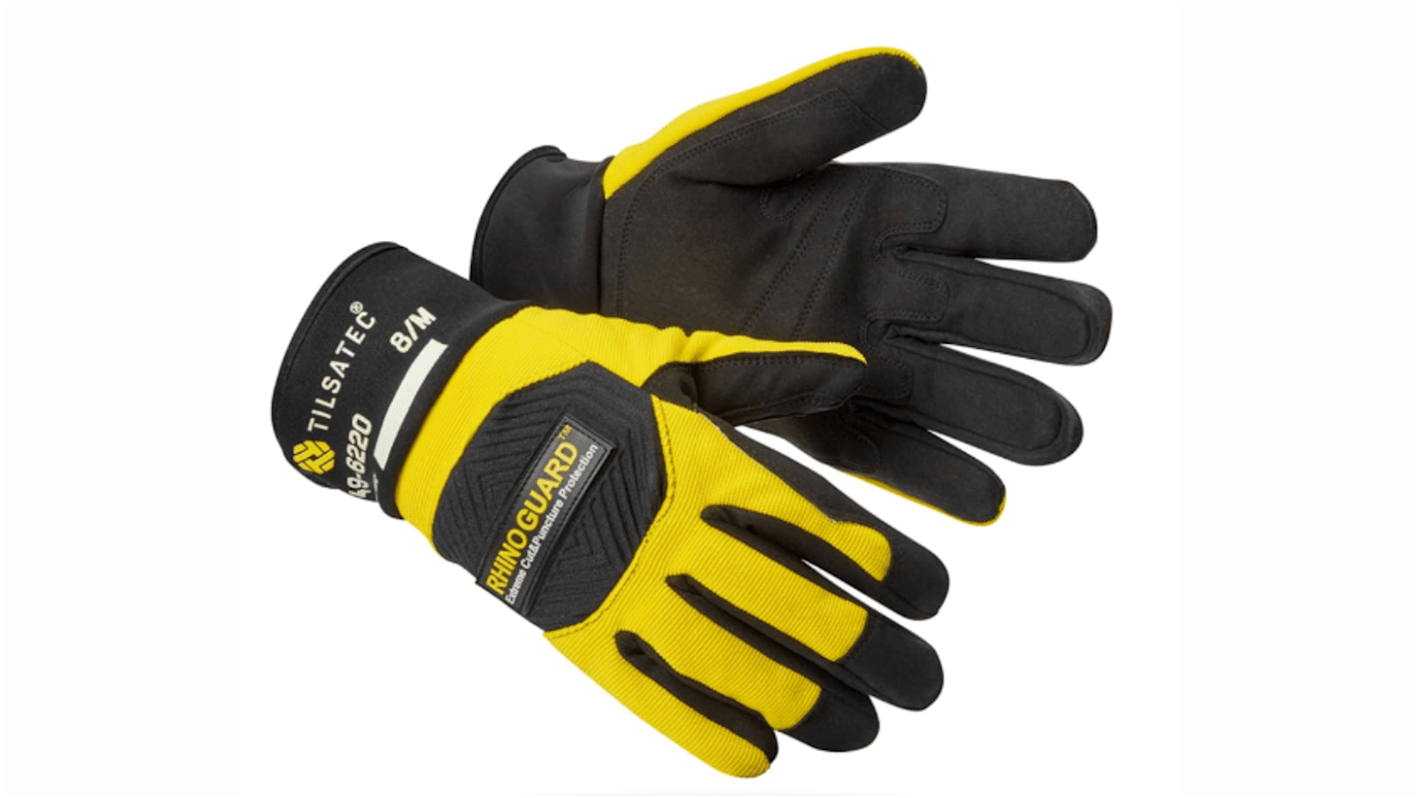 Tilsatec 49-6220 Black/Yellow Yarn Cut Resistant, Puncture Resistant Work Gloves, Size 9, Composite Coating