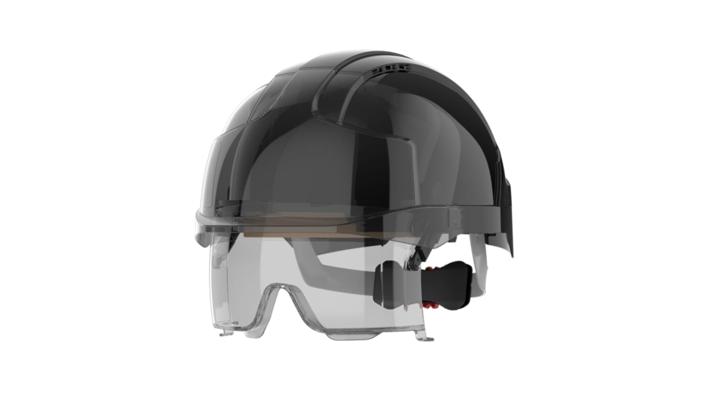 Casco di sicurezza Ventilato JSP EVOVISTAlens in ABS, con protezione occhi integrata , col. Nero