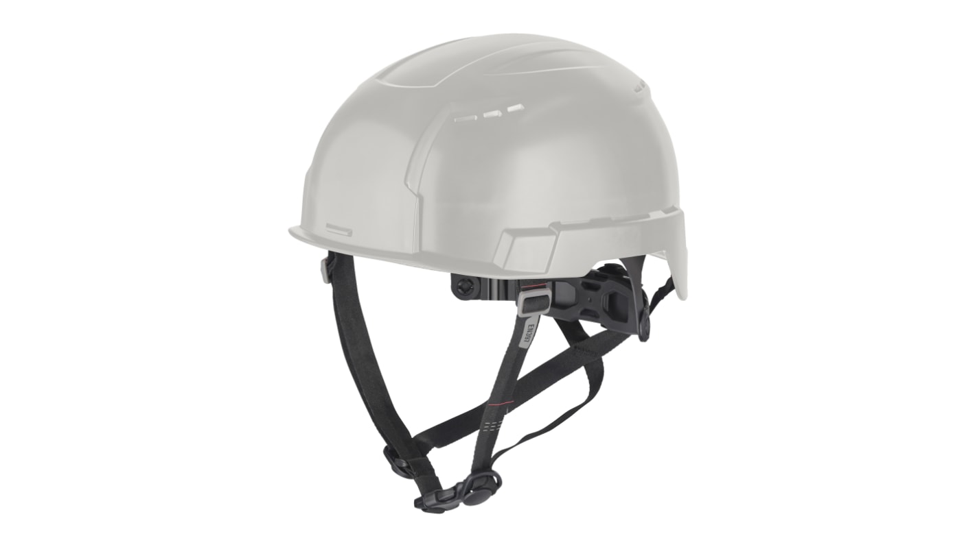 Milwaukee BOLT200 White Hard Hat with Chin Strap, Adjustable, Ventilated