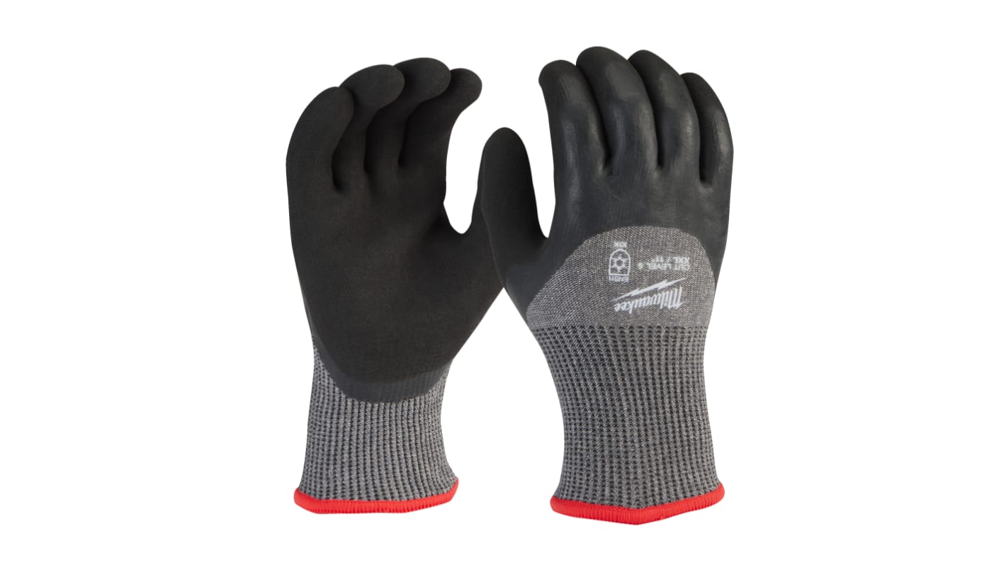 Milwaukee Winter Grey Acrylic Cut Resistant Work Gloves, Size 9, Large, Nitrile Coating