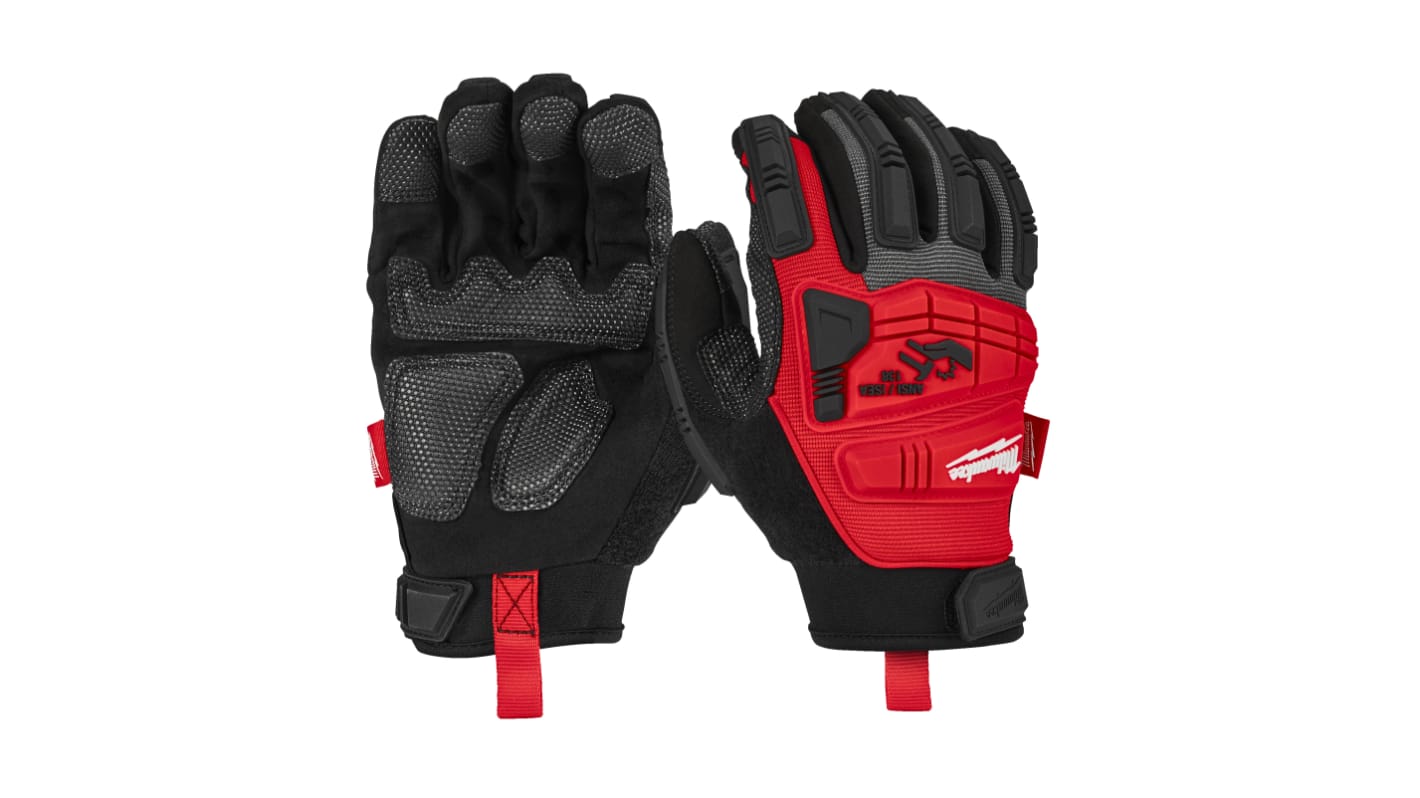 Milwaukee Impact Demolition Red Lycra, Nylon Cut Resistant Work Gloves, Size 7, Nitrile Coating