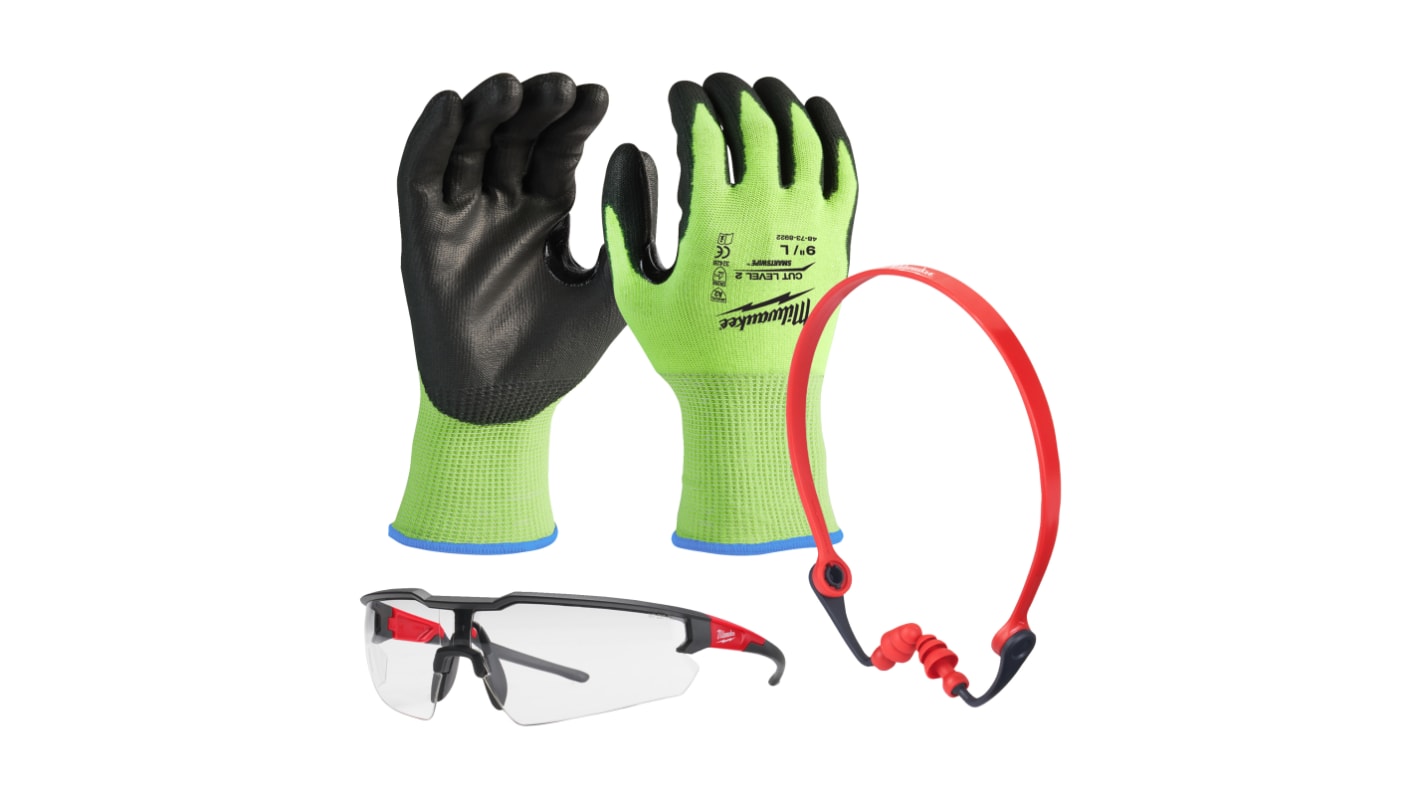 Kit de protection personnel Milwaukee avec Bouchons d'oreille, gants, lunettes de sécurité