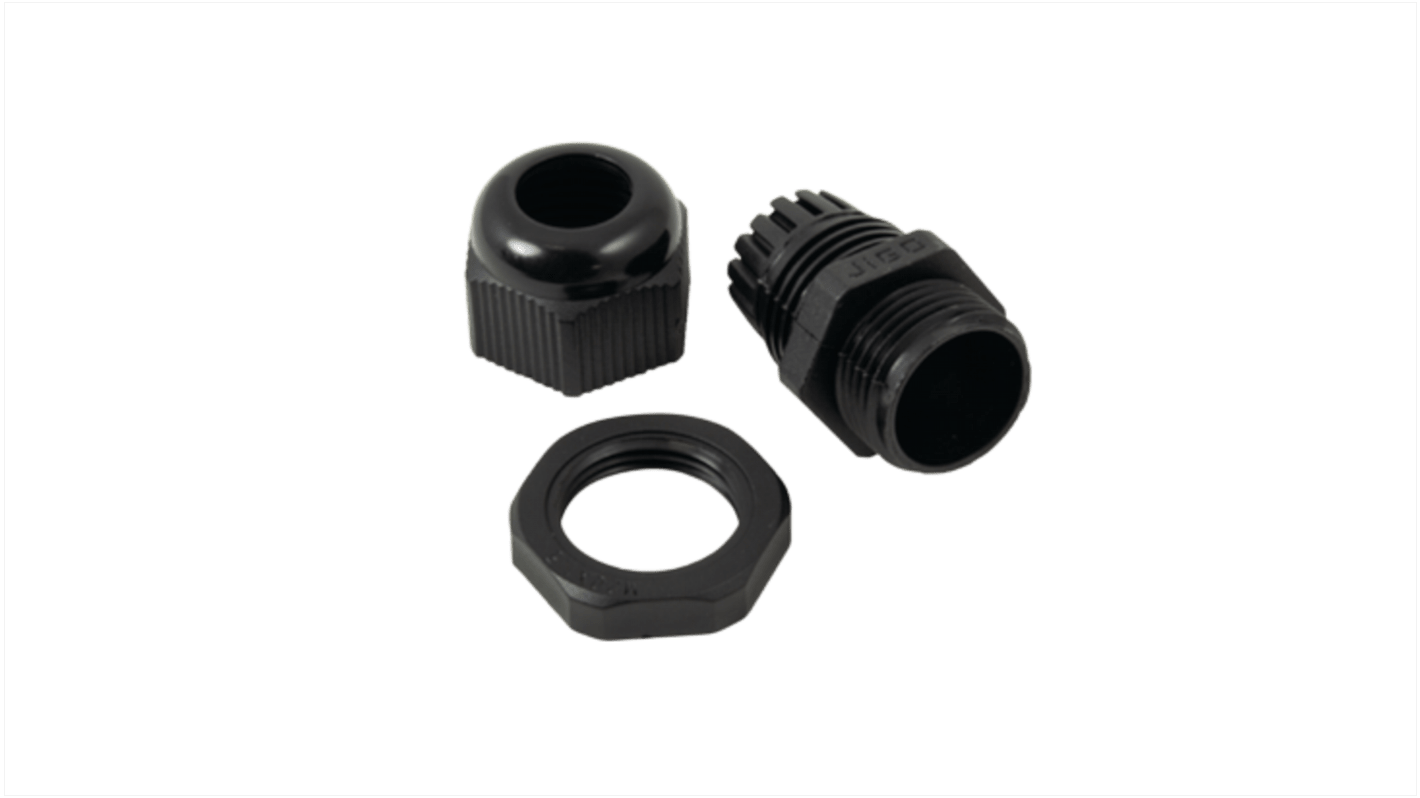 HellermannTyton Connectivity CG Series Black Cable Gland Kit, M20 Thread, 6mm Min, 12mm Max